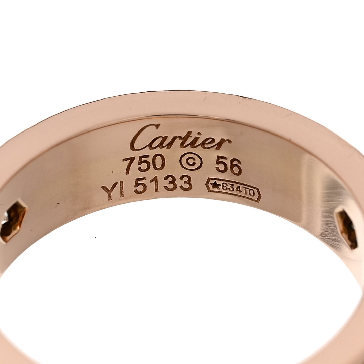 18K Pink Gold 3 Diamond 5.5mm LOVE Ring 56 7.5