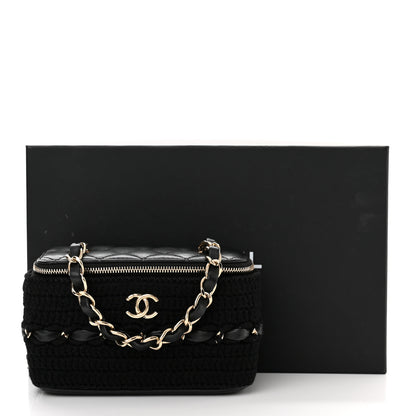 Chanel Lambskin Crochet Quilted Small Vanity Case With Chain Black 11 of 11