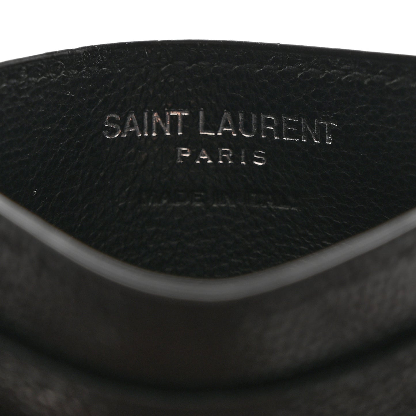 SAINT LAURENT Grain De Poudre Matelasse Chevron Monogram Credit Card Case Black