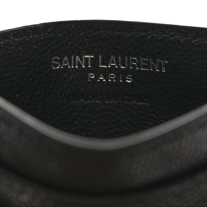 Saint Laurent SAINT LAURENT Grain De Poudre Matelasse Chevron Monogram Credit Card Case Black 6 of 9
