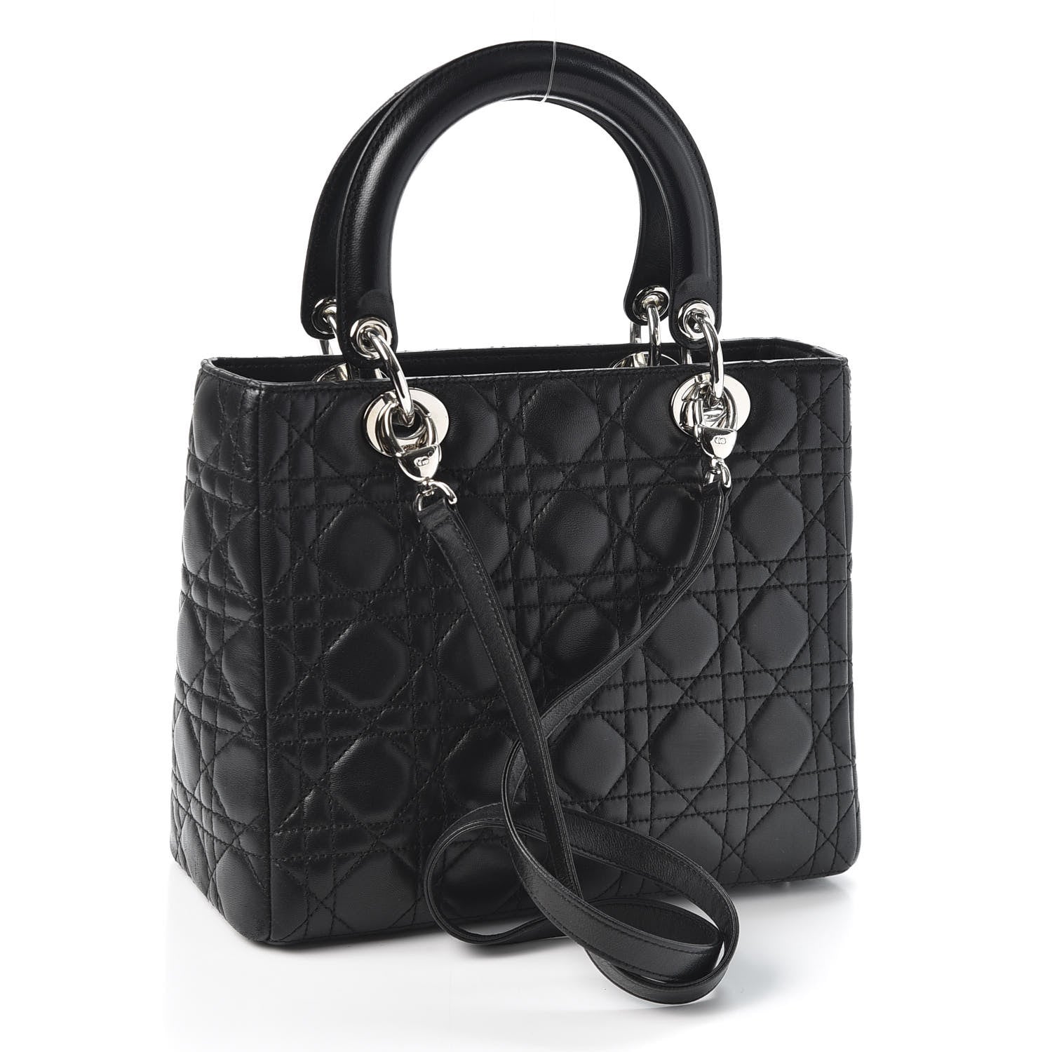 Christian Dior Lambskin Cannage Medium Lady Dior Black 2 of 9