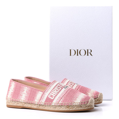 Christian Dior Cotton Embroidered D-Stripes Granville Espadrille 37 Deep Nude 9 of 9