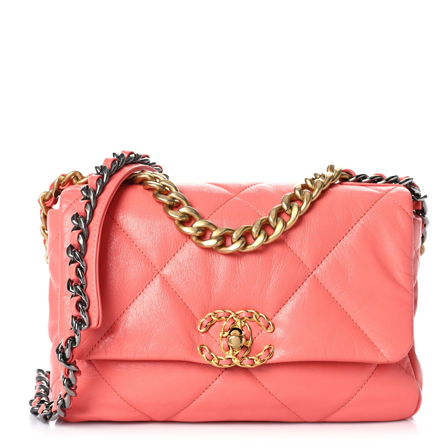 Chanel Goatskin Quilted Medium Chanel 19 Flap Pink 1 of 9