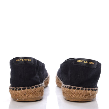 Saint Laurent Canvas Nappa Elba Light Logo Embroidered Espadrilles 38 Black 6 of 9