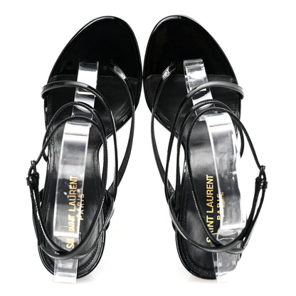 Saint Laurent Patent Calfskin Ankle Strap Sandals 37 Black 2 of 8