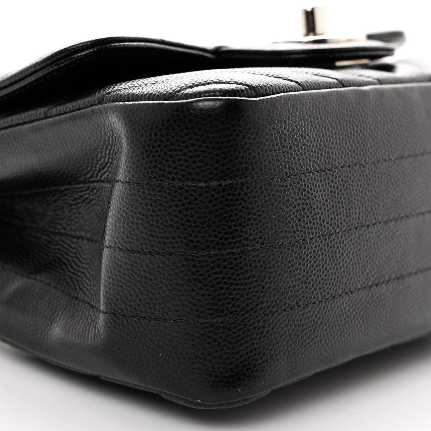 Caviar Chevron Quilted Mini Square Flap Black