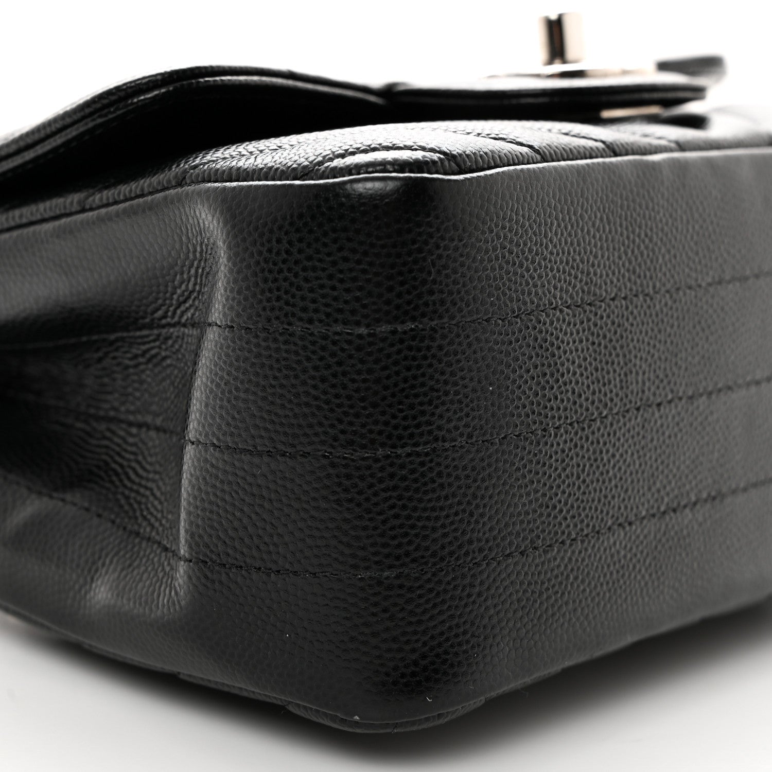 Chanel Caviar Chevron Quilted Mini Square Flap Black 9 of 10