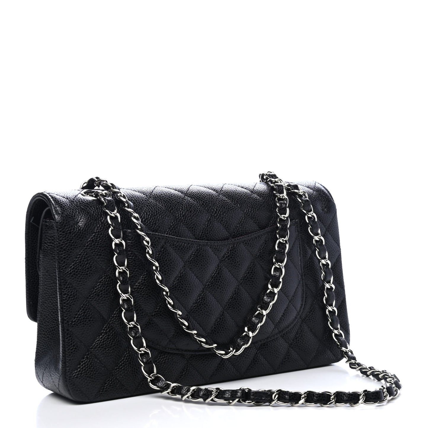 Caviar Quilted Medium Double Flap Black