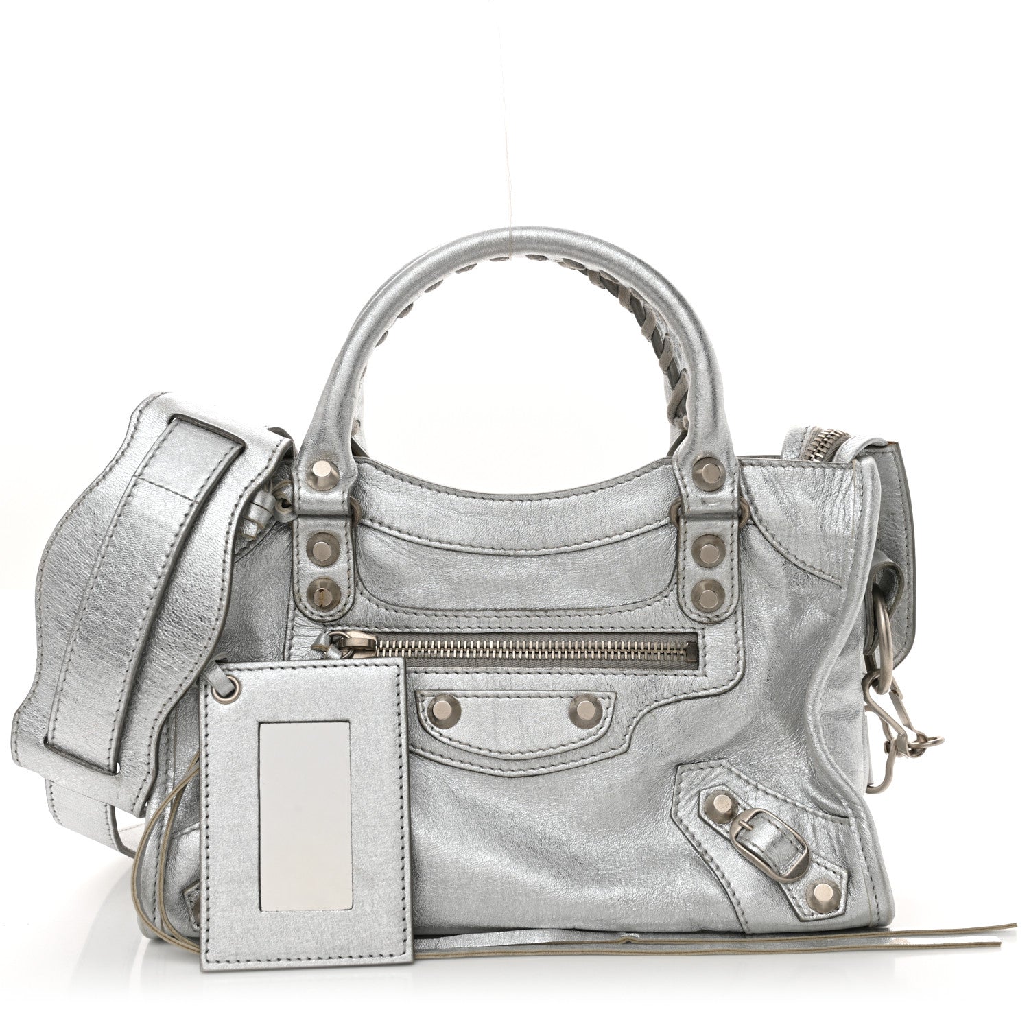 Balenciaga Laminated Agneau Classic Silver Hardware Mini City Silver 1 of 10