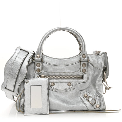 Balenciaga Laminated Agneau Classic Silver Hardware Mini City Silver 1 of 10