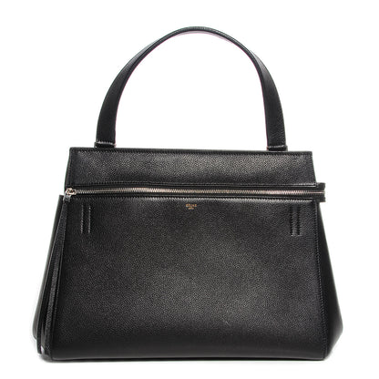 Celine Grained Calfskin Large Edge Shoulder Bag Black 1 of 8