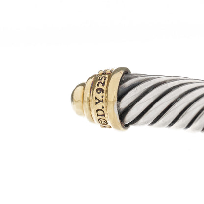 David Yurman Sterling Silver 18K Yellow Gold Diamond 5mm Cable Classics Bracelet 3 of 4