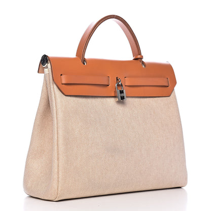 Hermes Toile Vache Calfskin Herbag 30 PM Natural 4 of 11