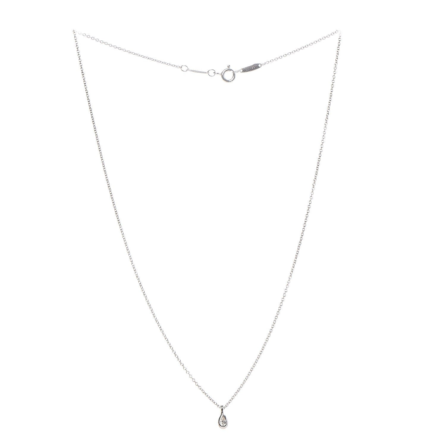Tiffany Sterling Silver Diamond .07ct Elsa Peretti Pear Shape Diamonds by the Yard Pear-Shaped Pendant Necklace 3 of 9