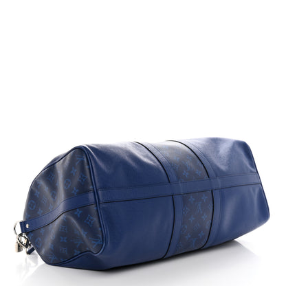 Louis Vuitton Taiga Monogram Eclipse Keepall Bandouliere 50 Pacific Blue 3 of 10