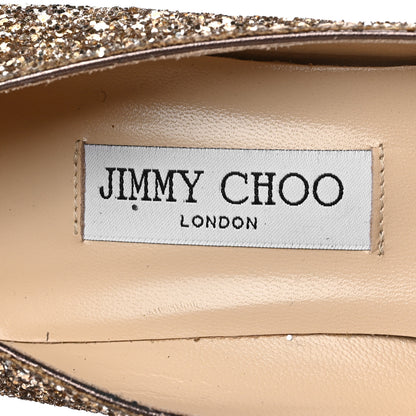 Jimmy Choo Coarse Glitter Fabric Pointy Toe Aza 40 Pumps 39.5 Antique Gold 7 of 7