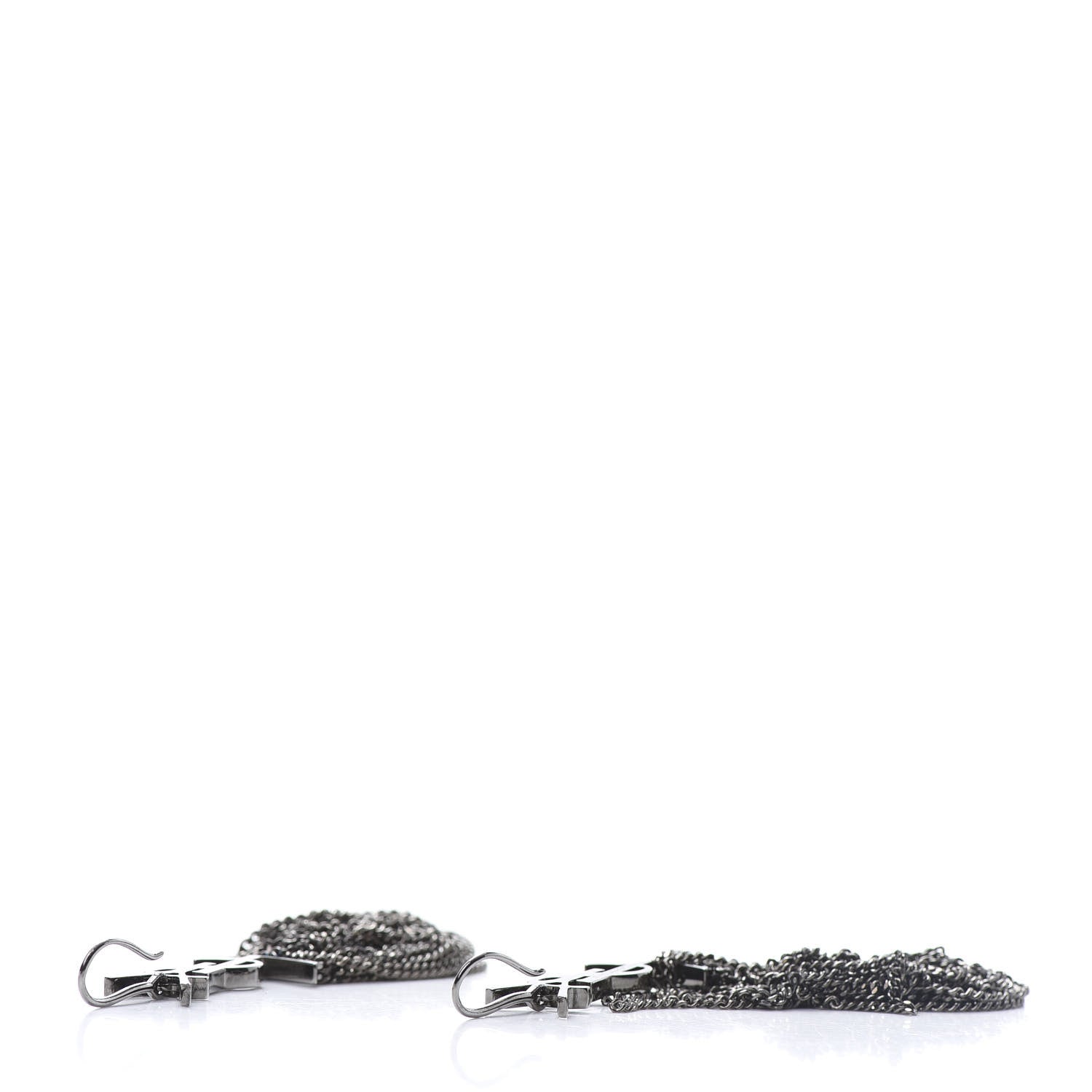 Saint Laurent Brass Monogram Chain Earrings 3 of 4