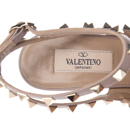 Valentino Garavani Pebbled Calfskin Rockstud Ankle Strap 100mm Pumps 38.5 Poudre 7 of 10