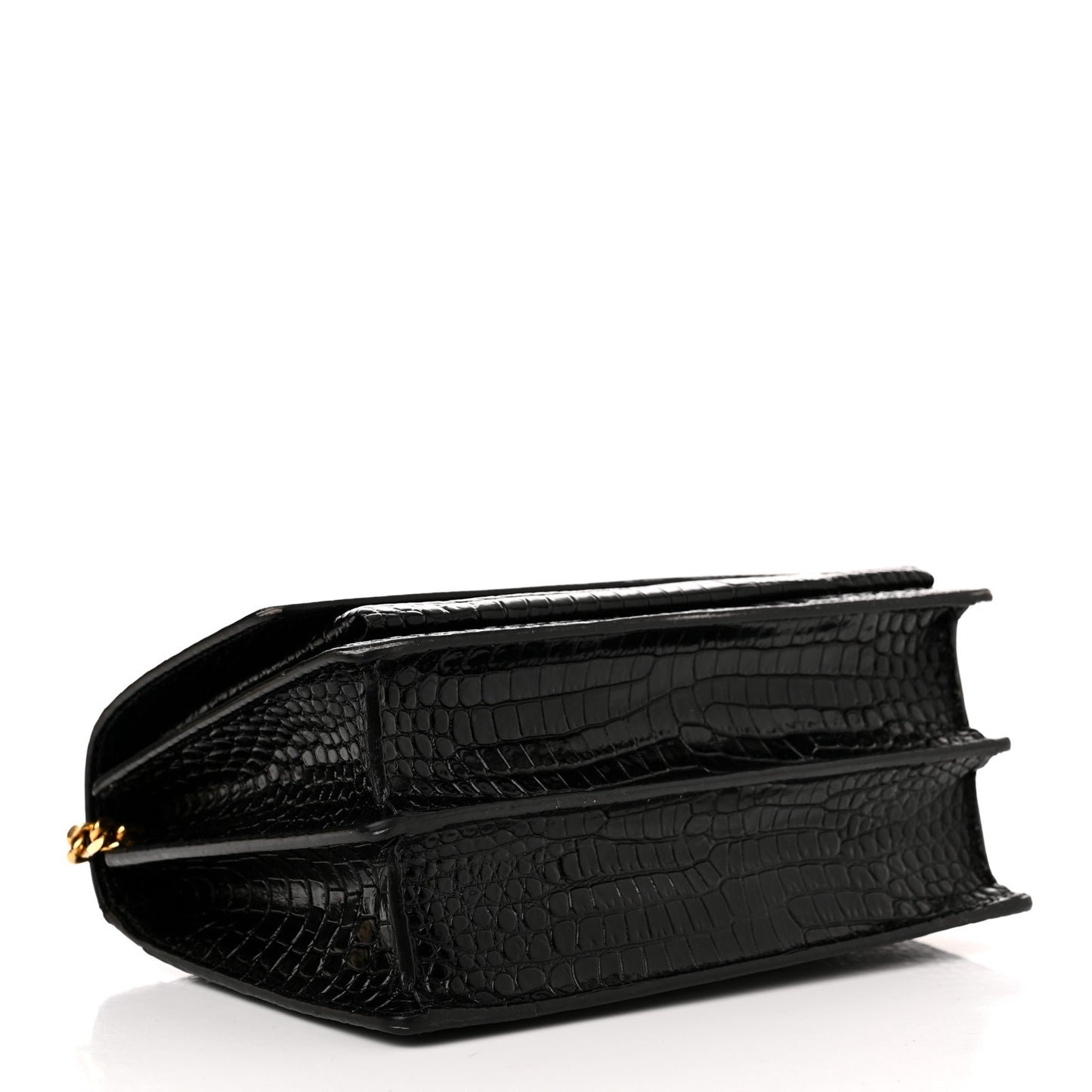 Calfskin Crocodile Embossed Medium Monogram Sunset Black