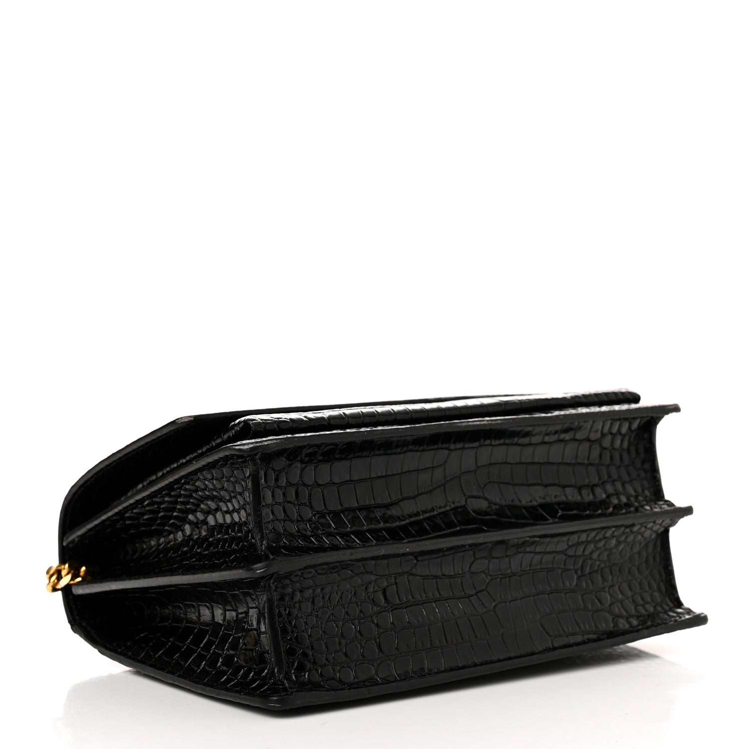 Saint Laurent Calfskin Crocodile Embossed Medium Monogram Sunset Black 4 of 12