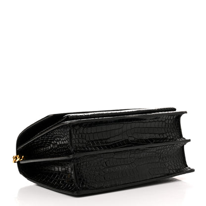 Saint Laurent Calfskin Crocodile Embossed Medium Monogram Sunset Black 4 of 12