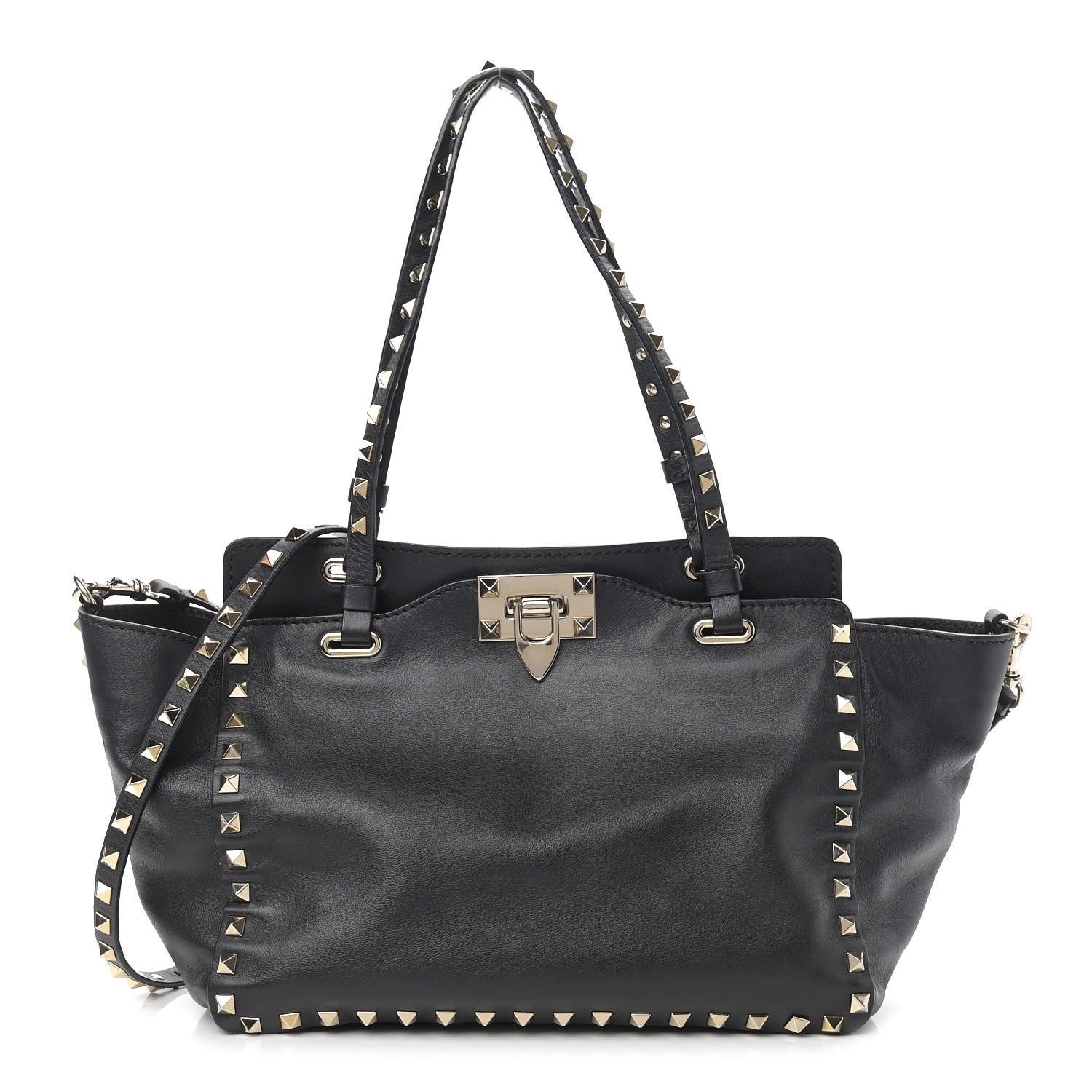 Valentino Garavani Vitello Small Rockstud Tote Black 1 of 11