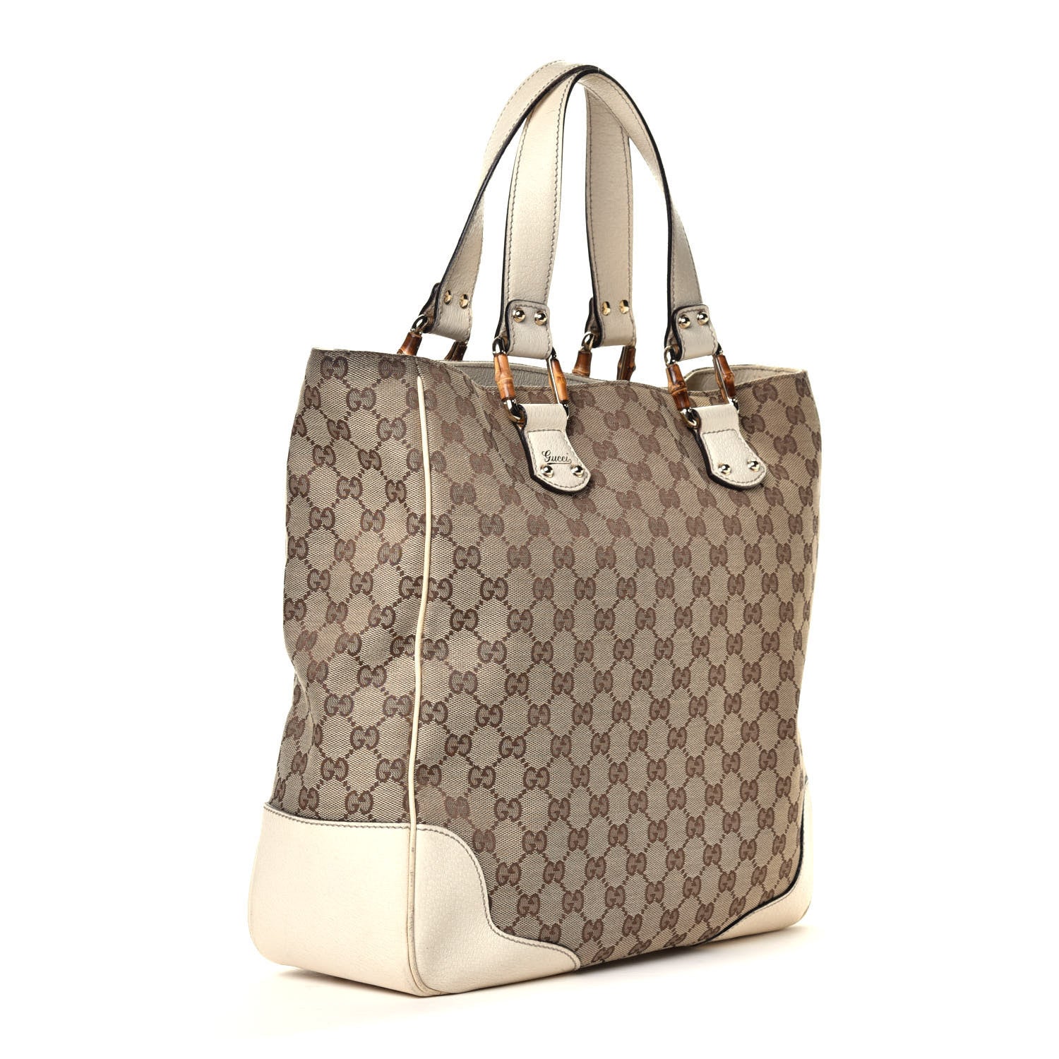 Gucci Monogram Bamboo Tote Off White 2 of 6