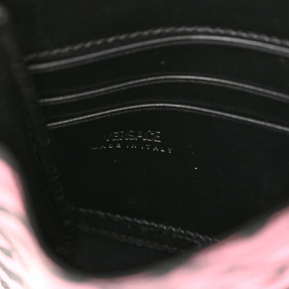 Versace Coated Canvas La Greca Signature Wallet On Chain Black Pink 6 of 11