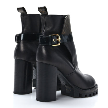 Louis Vuitton Calfskin Monogram Star Trail Ankle Boots 38 Black 4 of 9
