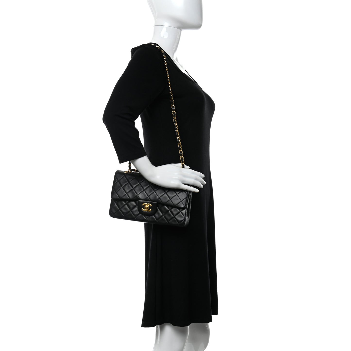 Lambskin Quilted Small Double Flap Black