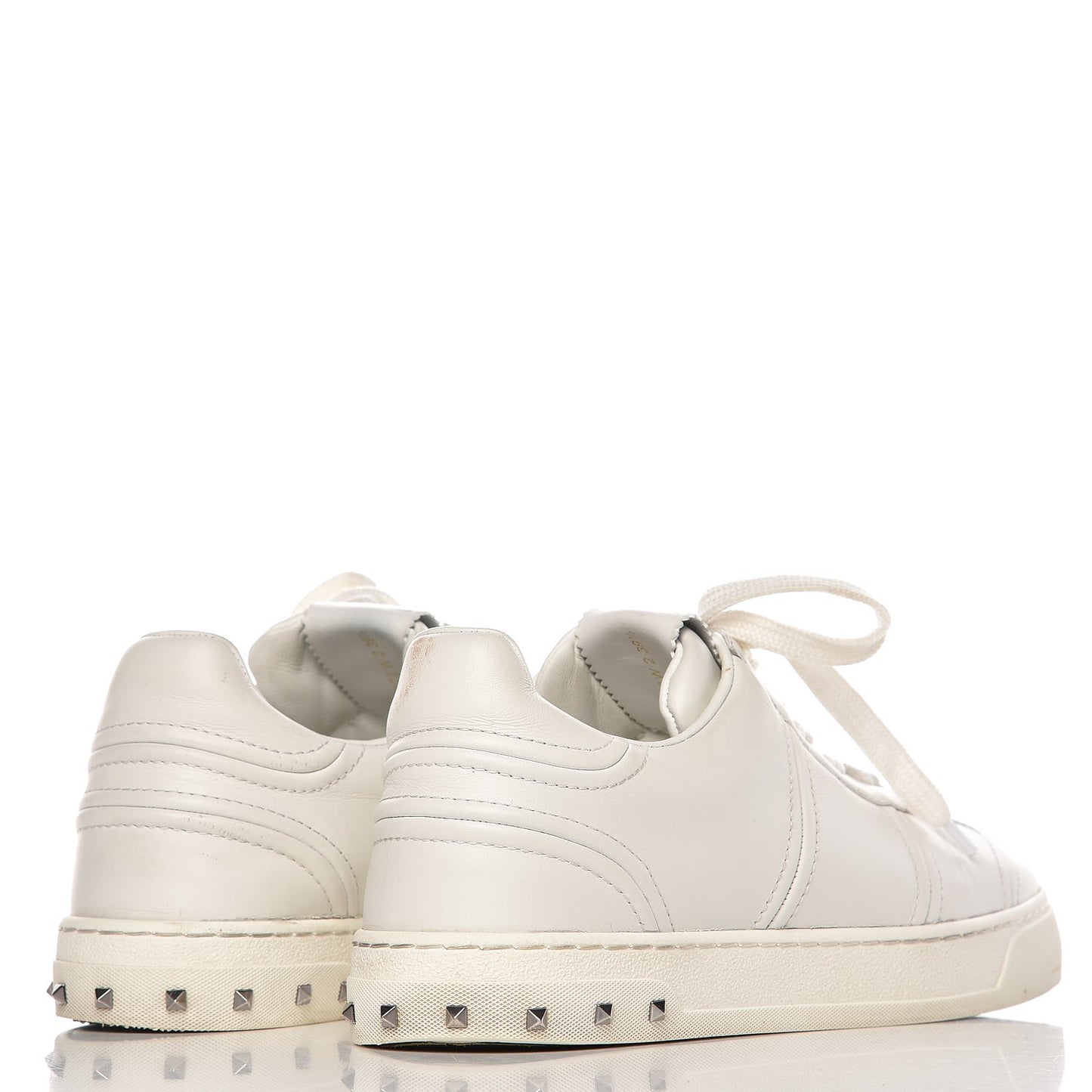Calfskin Rockstud Sneakers 39.5 White