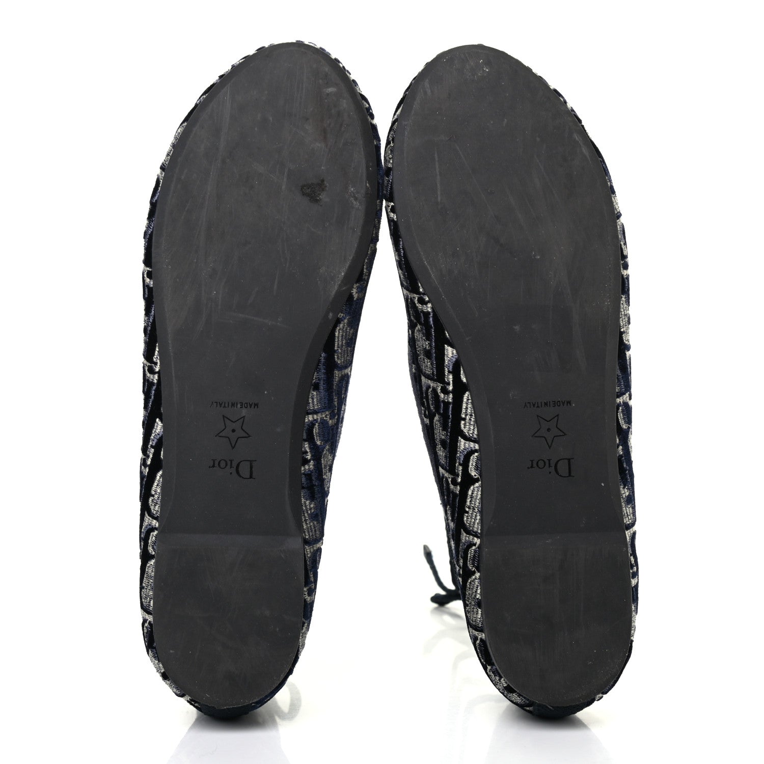 Christian Dior Velvet Oblique Poeme Laced Ballerina Flats 38 Blue 5 of 8
