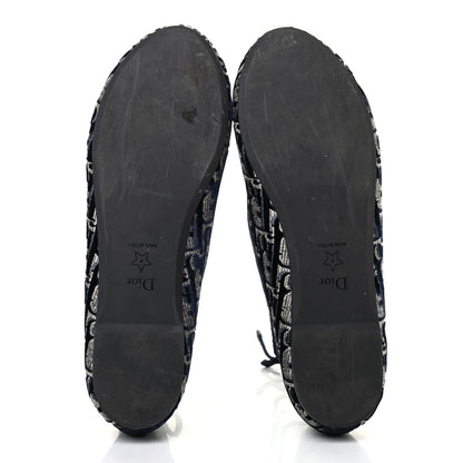 Christian Dior Velvet Oblique Poeme Laced Ballerina Flats 38 Blue 5 of 8