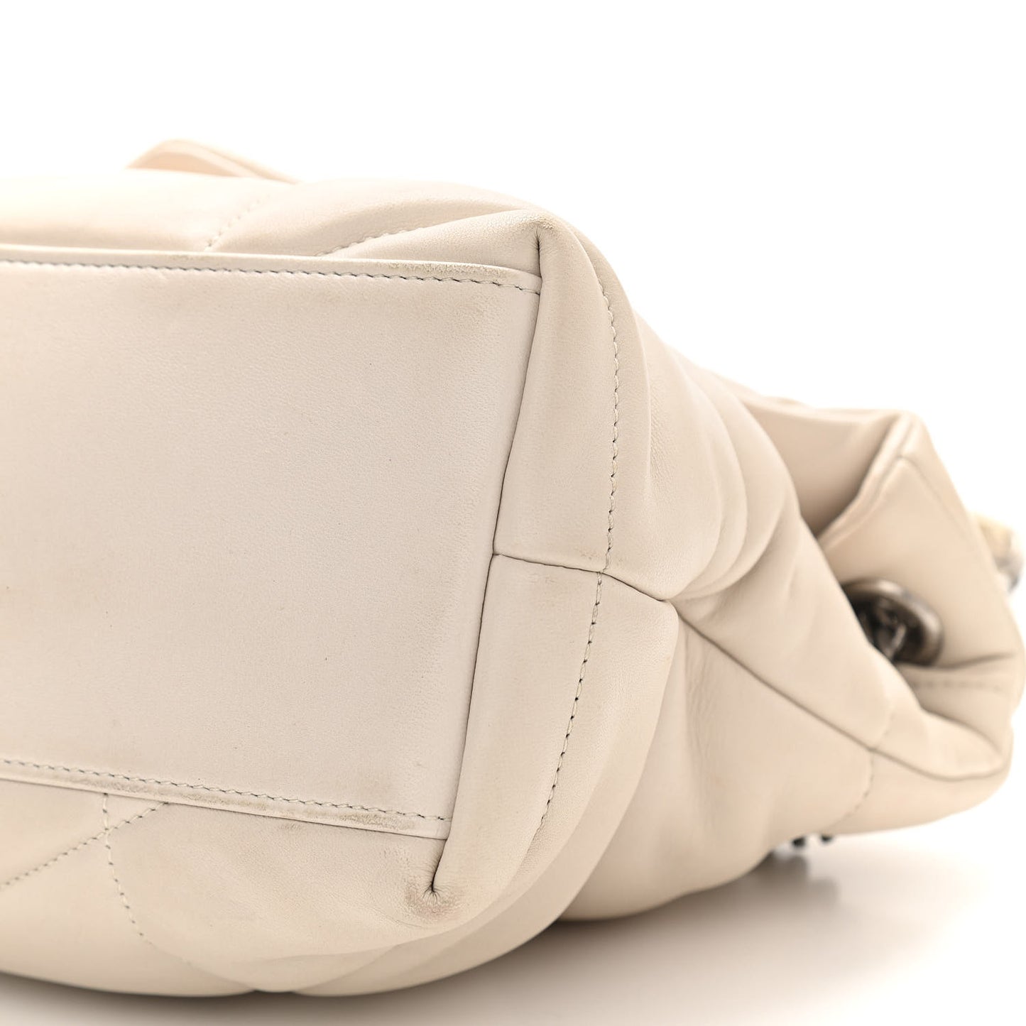 Lambskin Quilted Small Loulou Puffer Monogram Chain Satchel Blanc Vintage