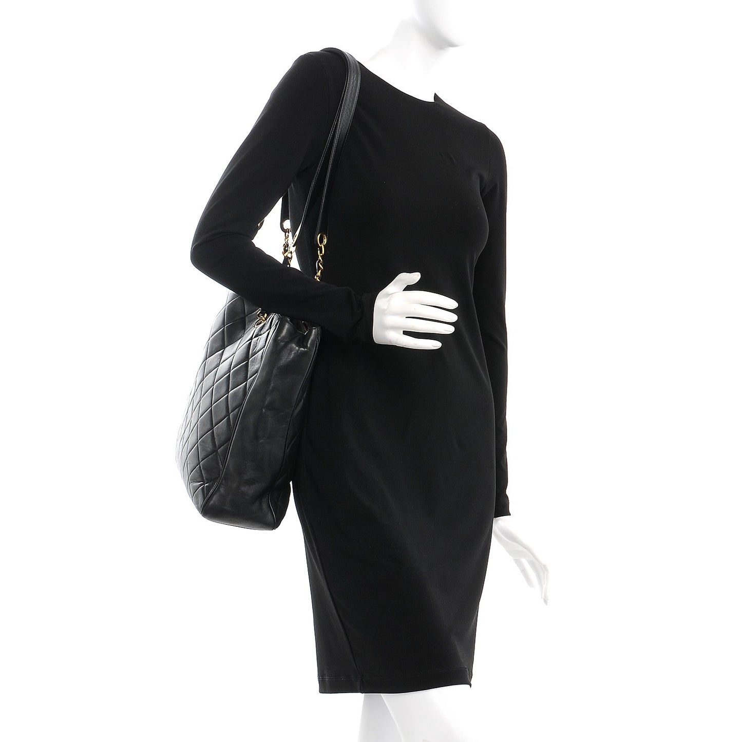 Lambskin Quilted Shoulder Bag Black