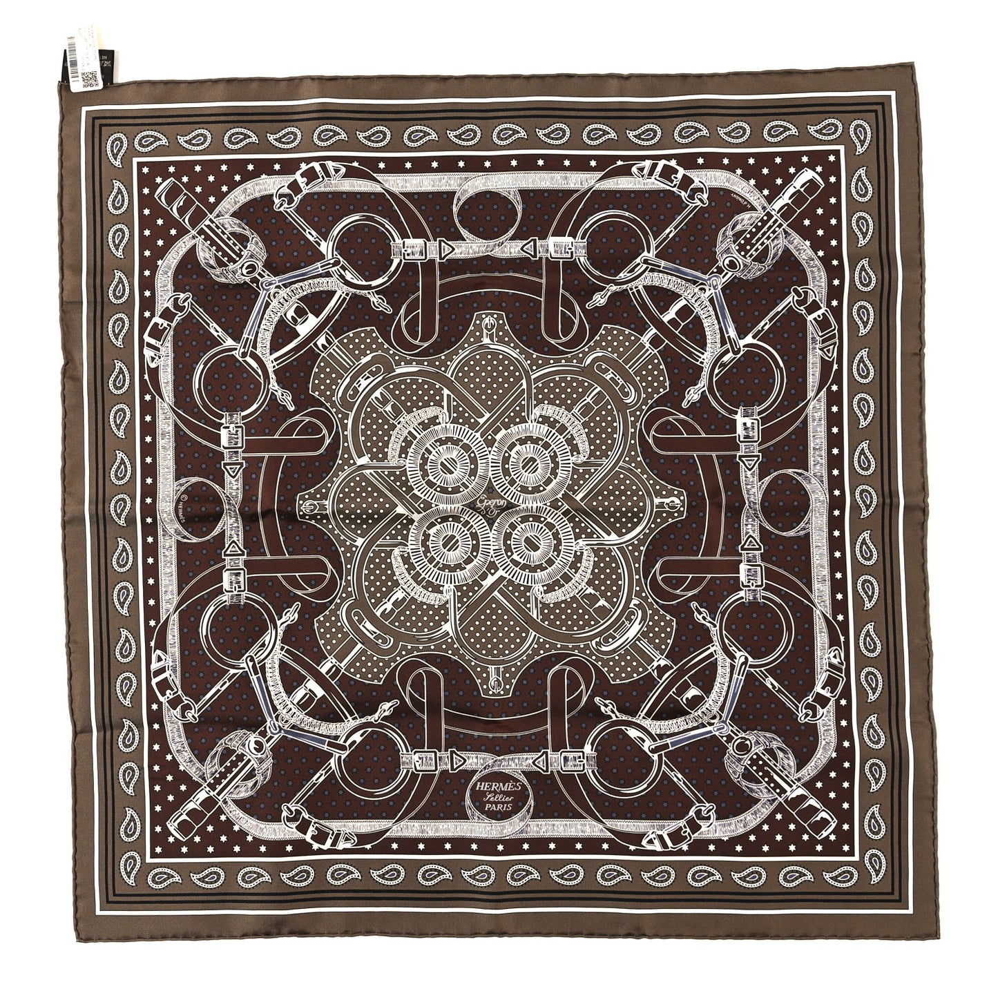 Silk Eperon D'Or Bandana Shawl 55 Etoupe Chocolate