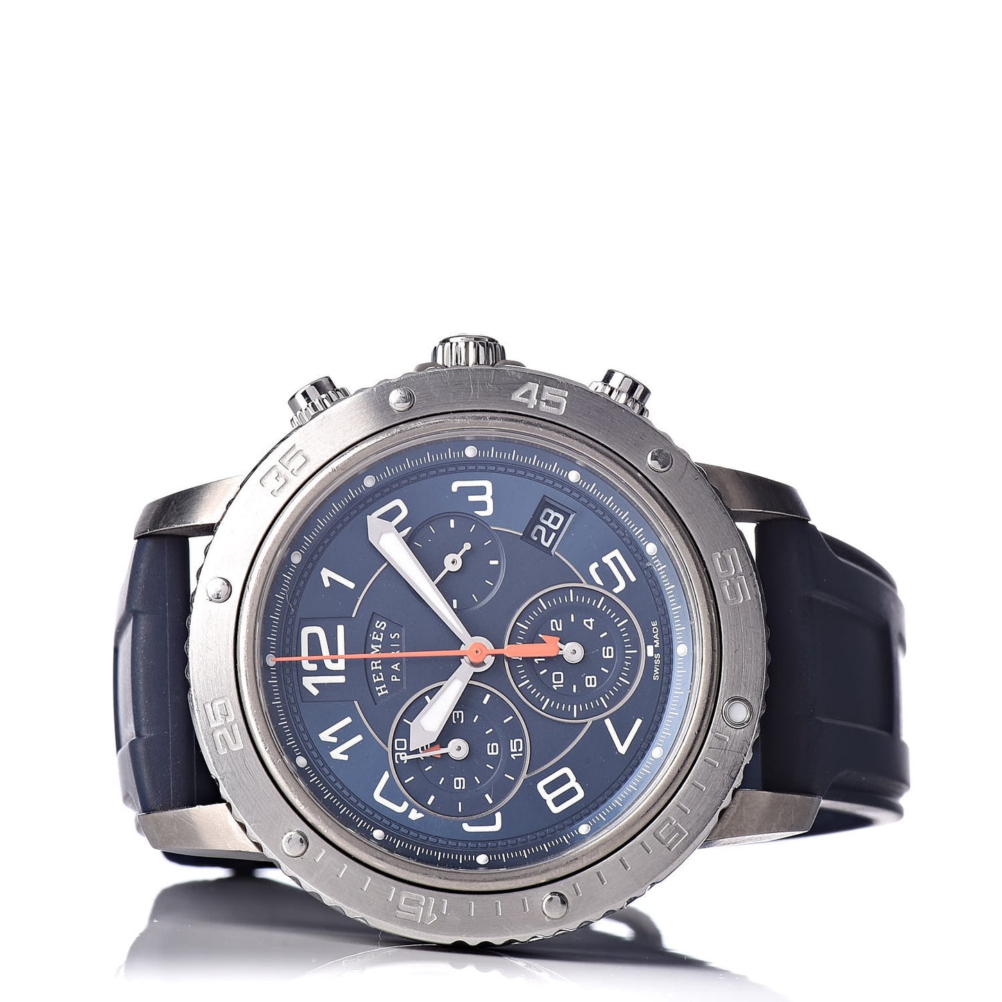 Stainless Steel Rubber 41mm Clipper Chronograph Quartz Watch Blue