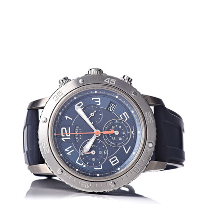 Hermes Stainless Steel Rubber 41mm Clipper Chronograph Quartz Watch Blue 3 of 8