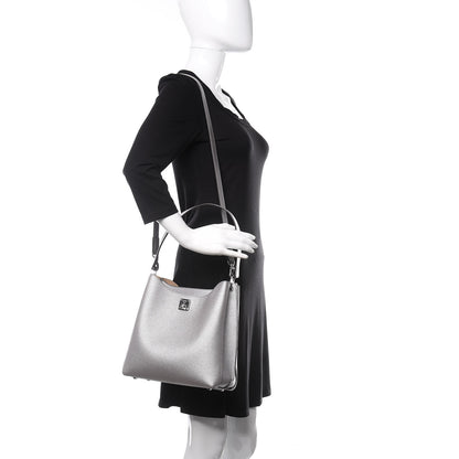 MCM Metallic Grained Calfskin Medium Milla Hobo Silver 2 of 8