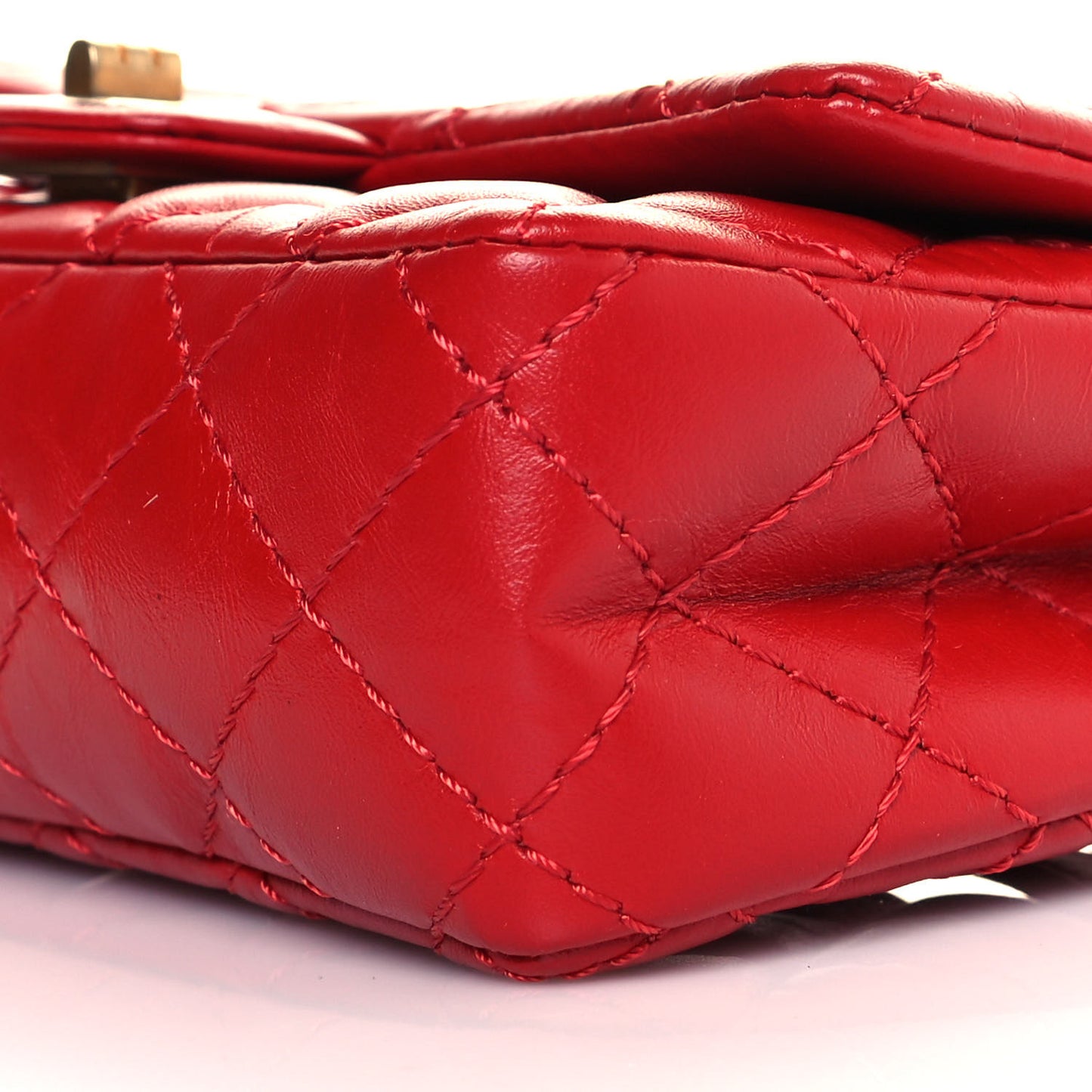 Aged Calfskin Quilted 2.55 Reissue Flap Belt Bag Red