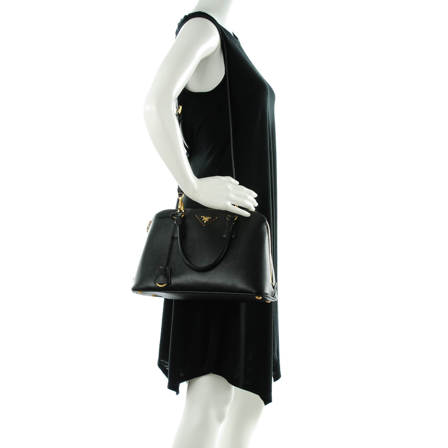 Prada Saffiano Lux Medium Promenade Tote Black 2 of 11