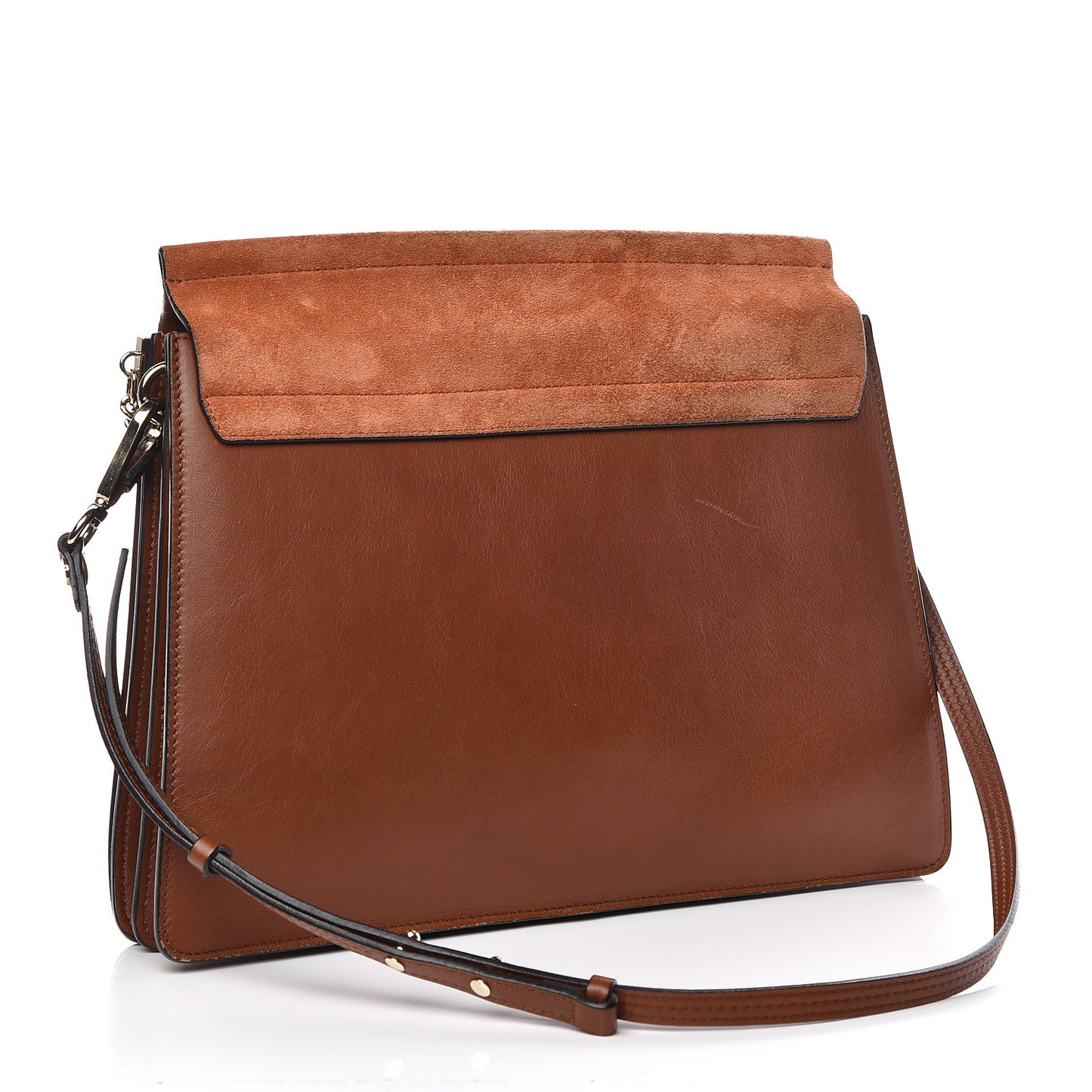 Suede Calfskin Medium Faye Shoulder Bag Tobacco