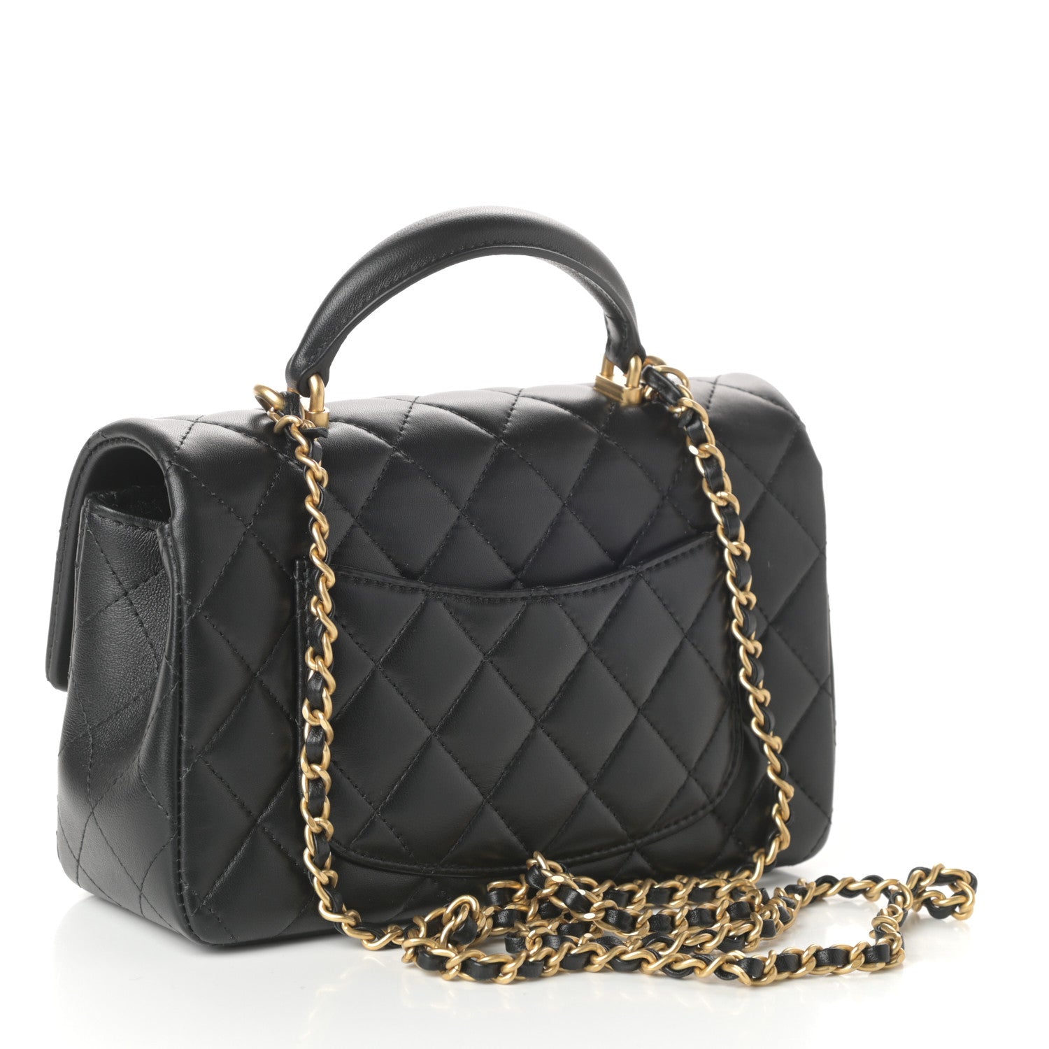 Chanel Lambskin Quilted Mini Top Handle Rectangular Flap Black 3 of 9