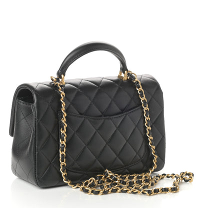 Chanel Lambskin Quilted Mini Top Handle Rectangular Flap Black 3 of 9