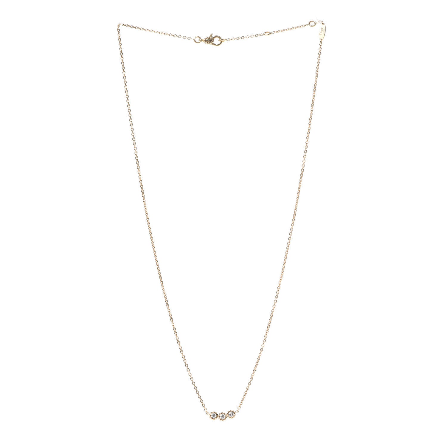 Christian Dior 18K Yellow Gold Diamond Mimirose Pendant Necklace 3 of 6