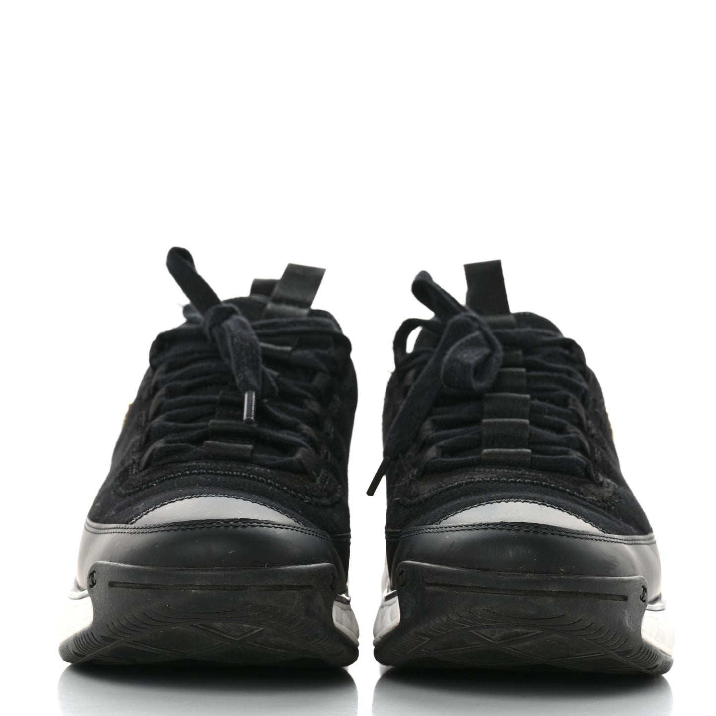 Velvet Calfskin Mixed Fibers CC Sneakers 39 Black