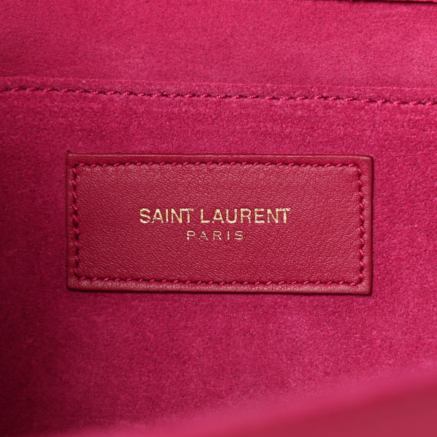 Calfskin Classic Y Ligne Clutch Fuchsia