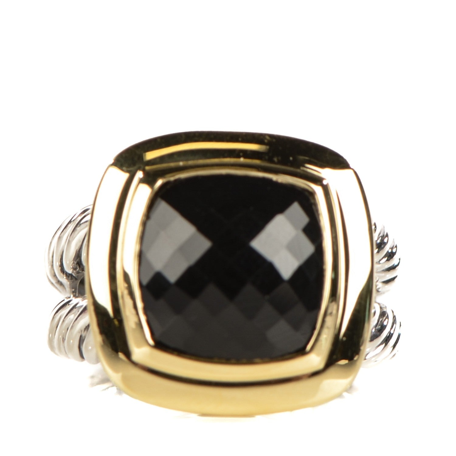 David Yurman Sterling Silver 18K Yellow Gold Black Onyx 11mm Albion Ring 52 6 1 of 5
