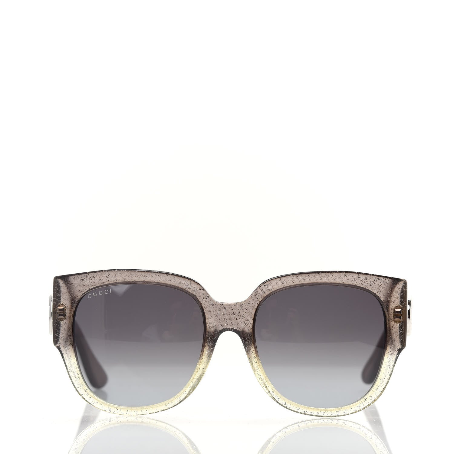 Gucci Acetate Glitter Square Optyl Sunglasses GG3836/F/S Black Silver 2 of 8