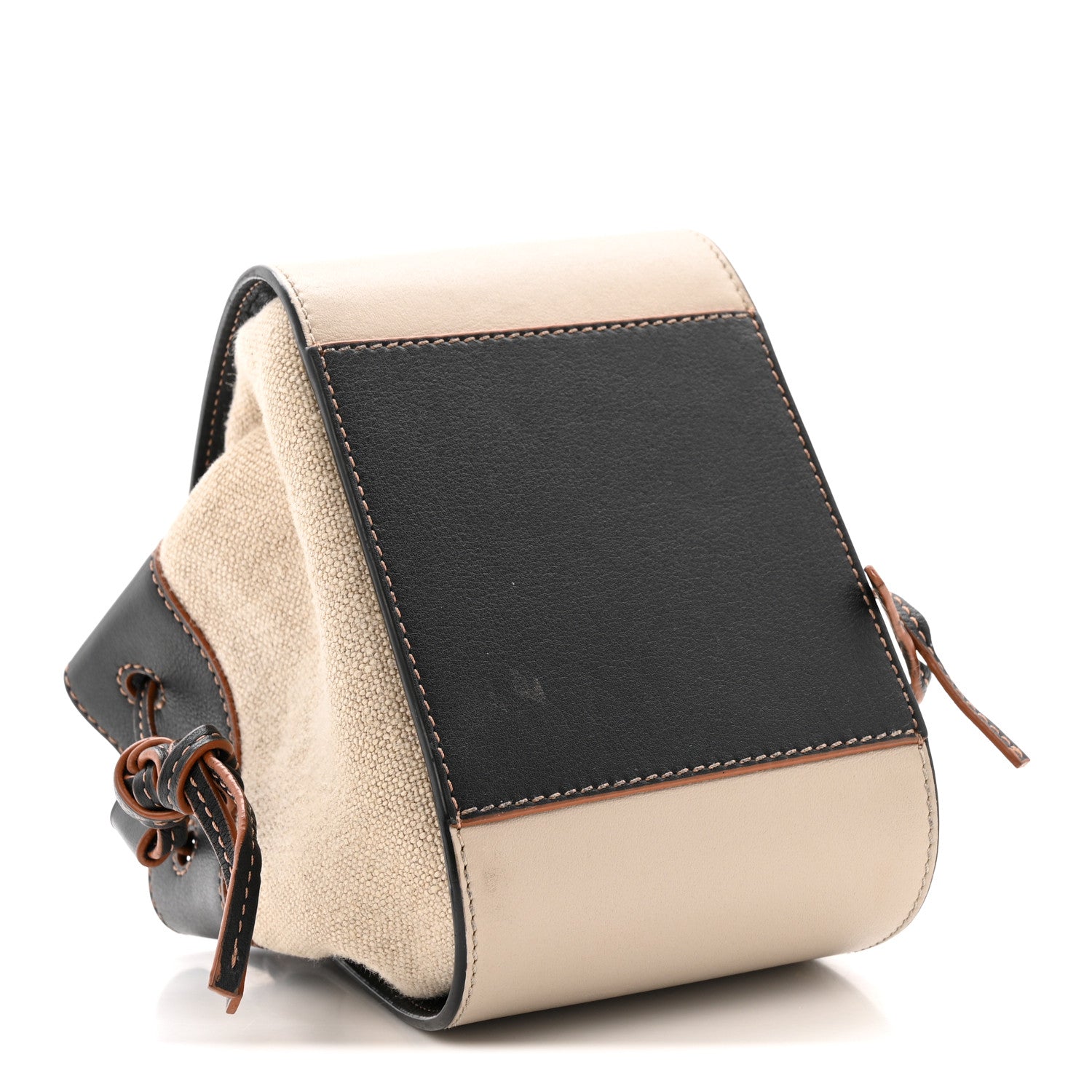 Loewe Calfskin Linen Mini Hammock Shoulder Bag Light Oat Black 4 of 13